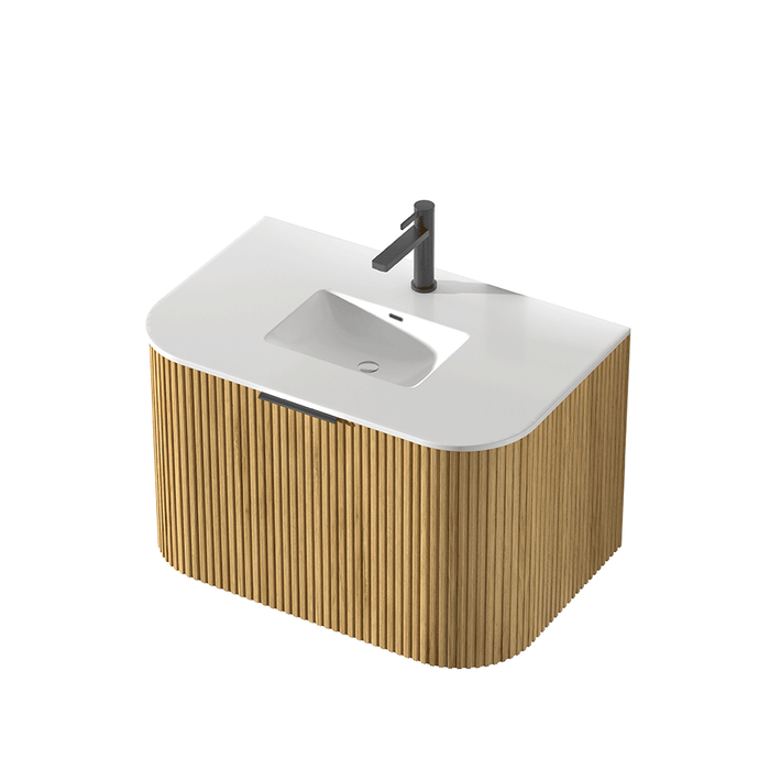600-1500*455*450mm INF RIO Light Oak High-Moisture Resistant Plywood Fluted Wall Hung Vanity