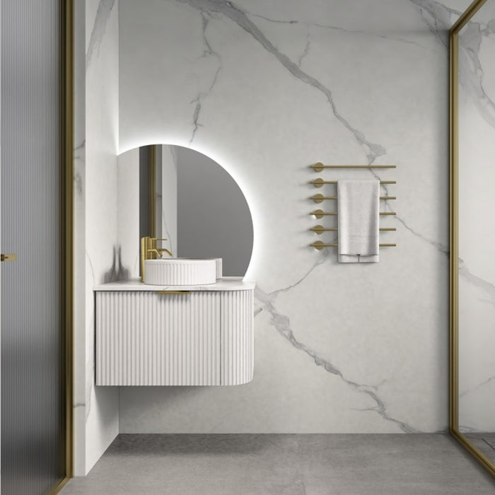 600-1500*455*450mm Infinity Rio Matt White Plywood L-Corner Fluted Wall Hung Vanity