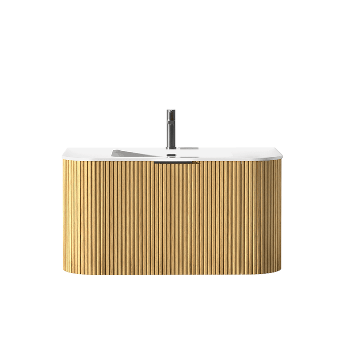 600-1500*455*450mm INF RIO Light Oak High-Moisture Resistant Plywood Fluted Wall Hung Vanity