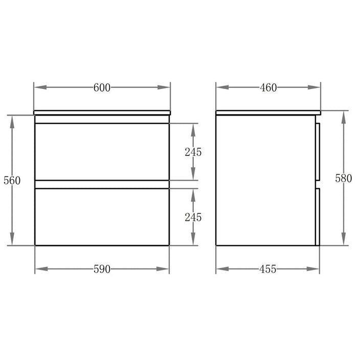 600-1500*460mm Riva White Wall Hung Bathroom Vanity - Cabinet Only and Ceramic / Stone Top Available - HD reno