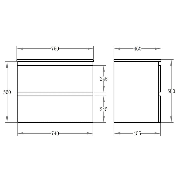 600-1500*460mm Riva White Wall Hung Bathroom Vanity - Cabinet Only and Ceramic / Stone Top Available - HD reno