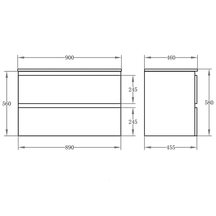600-1500*460mm Riva White Wall Hung Bathroom Vanity - Cabinet Only and Ceramic / Stone Top Available - HD reno