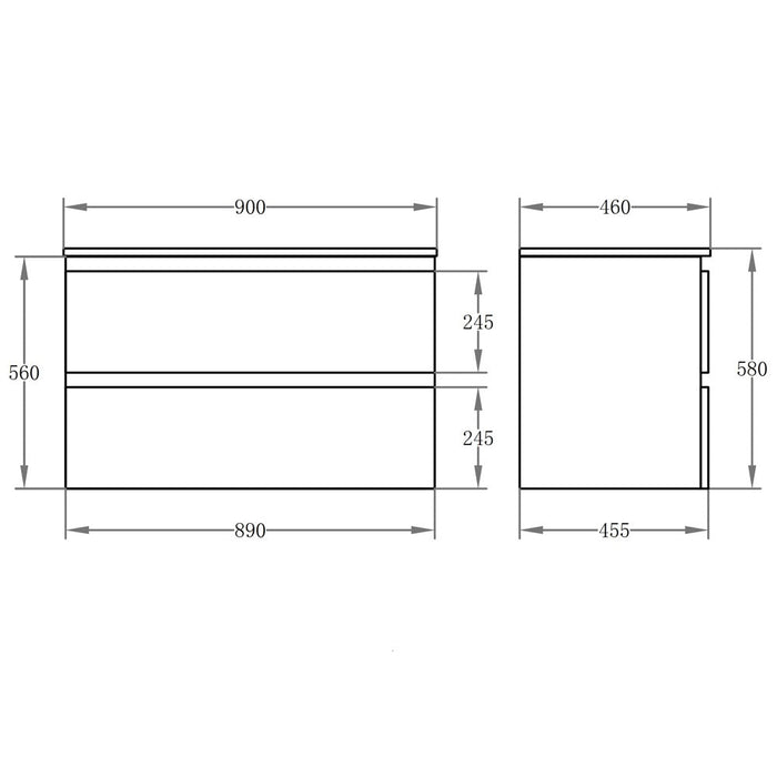600-1500*460mm Riva White Wall Hung Bathroom Vanity - Cabinet Only and Ceramic / Stone Top Available - HD reno