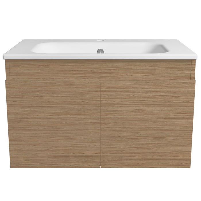 TIMBERLINE ROCKFORD PRIME OAK WOODMATT 750MM SINGLE BOWL WALL HUNG VANITY