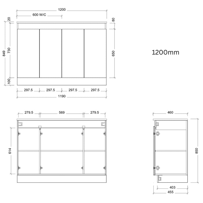 TIMBERLINE ROCKFORD CUSTOM FLOOR STANDING VANITY (ALL SIZING)