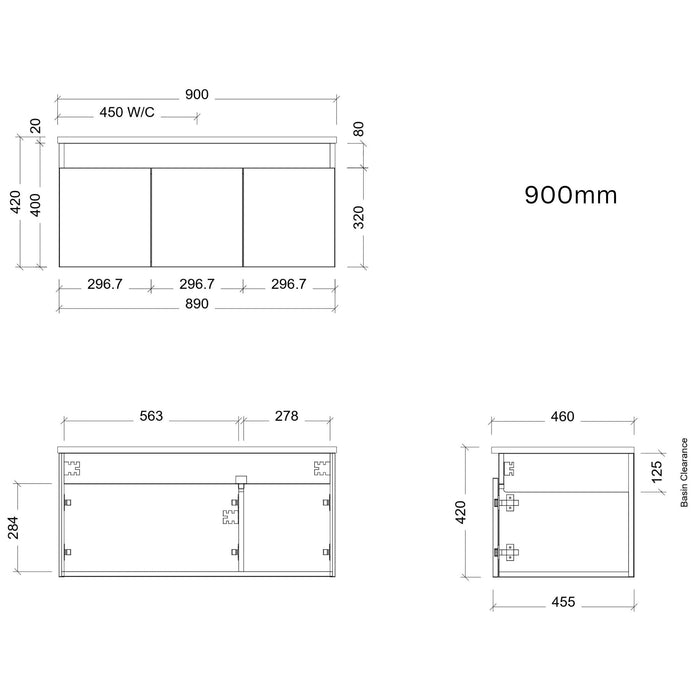 TIMBERLINE ROCKFORD CUSTOM WALL HUNG VANITY (ALL SIZING)