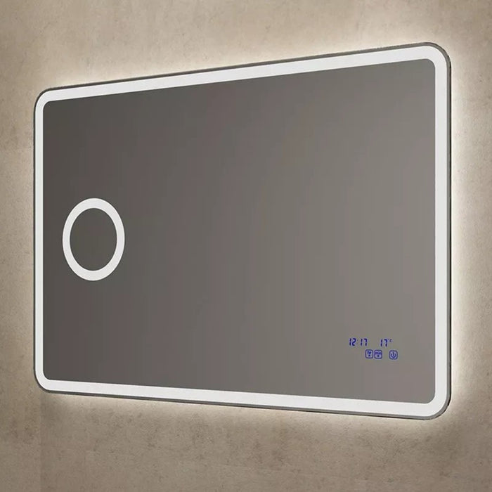 900-1500*800*40mm Sima Frameless Glass Copper-free Rectangle with Clock & Temperature LED Mirror