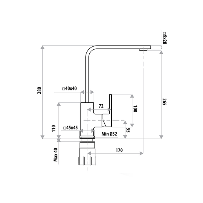 Lauren Project Sink Mixer Chrome Solid Body