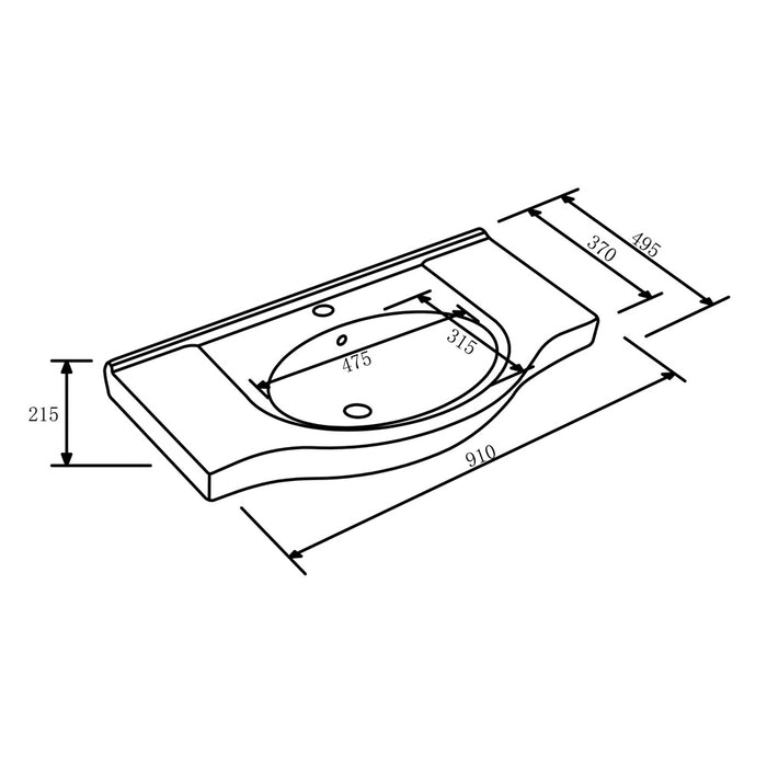 450-1200mm ROMA Semi-recessed White China Top With T Bar Handle Freestanding Bathroom Vanity