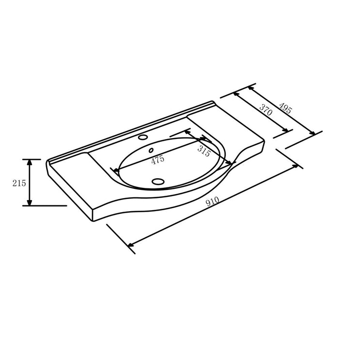 450-1200mm ROMA Semi-recessed White China Top With T Bar Handle Freestanding Bathroom Vanity