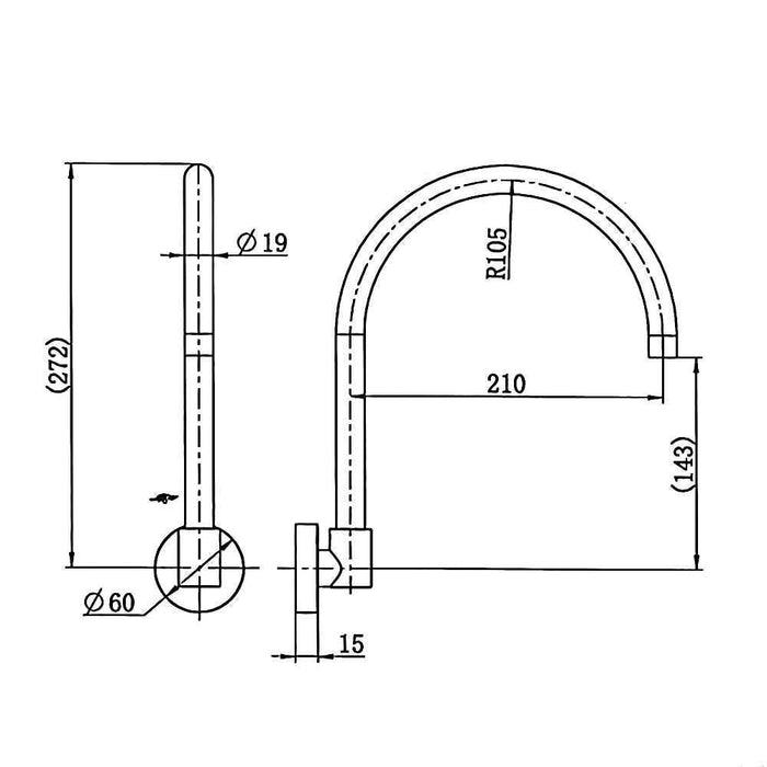Matt Black Bathroom Tapware Range - Wall Top Assemblies, Washing Machine Stops & Wall Spout