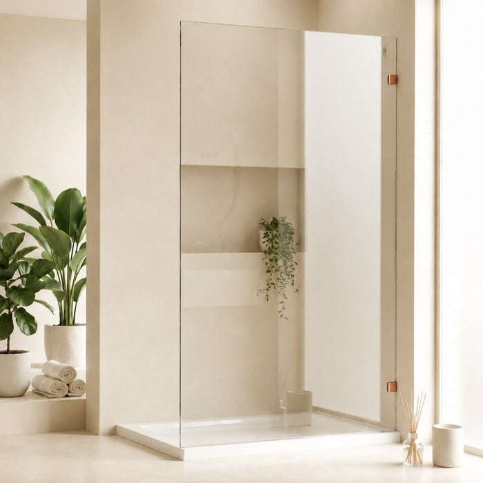 1250-1400mm Glasspro Frameless Walk In Single Panel Shower Screens - 2000mm Height