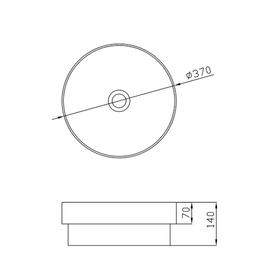 370x370x140mm ABS Roza Matt/Gloss White Ceramic Round Semi-Inset Basin - HD reno