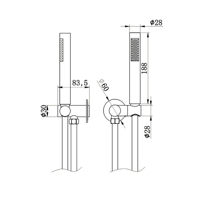 188mm Amoza Modern 304 Stainless Steel Wall Shower Brancket kits & Hand Shower