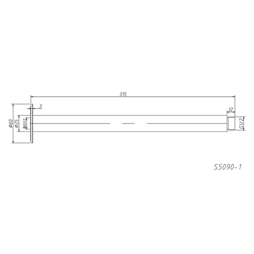 300mm Amoza 304 Stainless Steel Round Ceiling Shower Arm