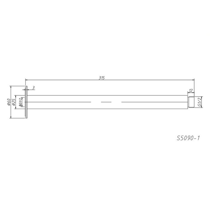 300mm Amoza 304 Stainless Steel Round Ceiling Shower Arm