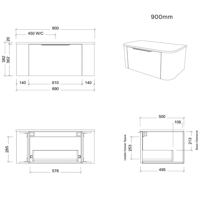 TIMBERLINE SANTOS CUSTOM WALL HUNG VANITY (ALL SIZING)
