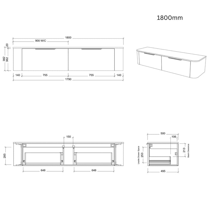 TIMBERLINE SANTOS TRADITIONAL CUSTOM WALL HUNG VANITY (ALL SIZING)