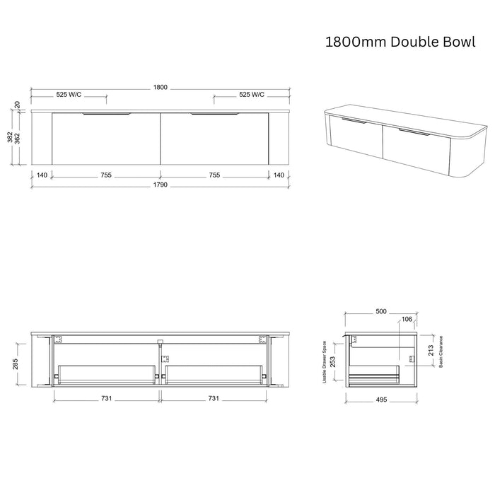 TIMBERLINE SANTOS CUSTOM WALL HUNG VANITY (ALL SIZING)