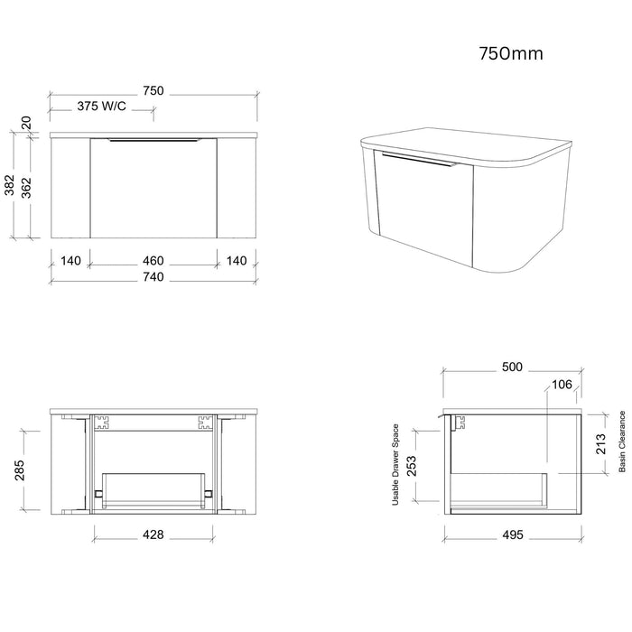 TIMBERLINE SANTOS TRADITIONAL CUSTOM WALL HUNG VANITY (ALL SIZING)