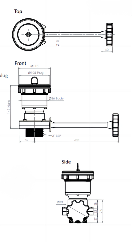 Cast Stainless Sink Waste Arrestor with Shut Off Valve (90mm) - 304 316 - HD reno