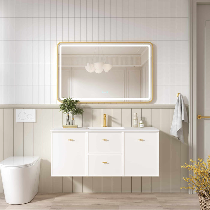 600-1500*455*500mm Mercio Seattle Matt White Wall Hung Vanity