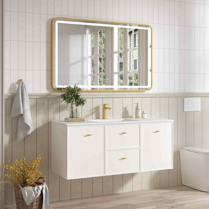 600-1500*455*500mm Mercio Seattle Matt White Wall Hung Vanity