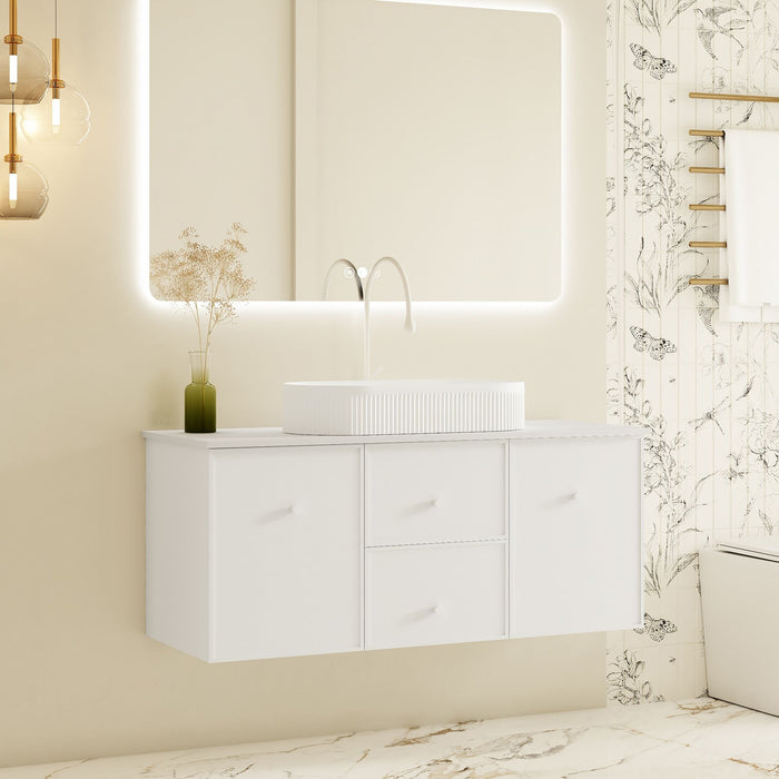 600-1500*455*500mm Mercio Seattle Matt White Wall Hung Vanity
