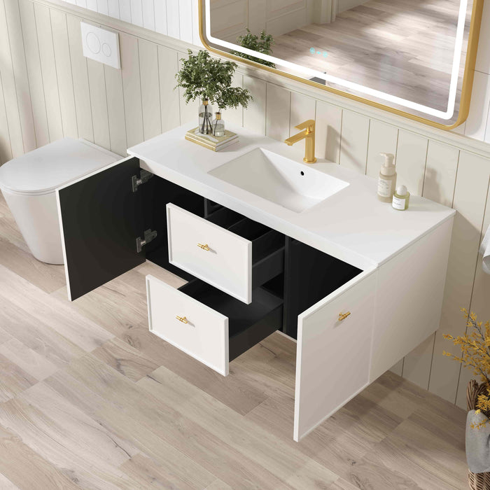 600-1500*455*500mm Mercio Seattle Matt White Wall Hung Vanity