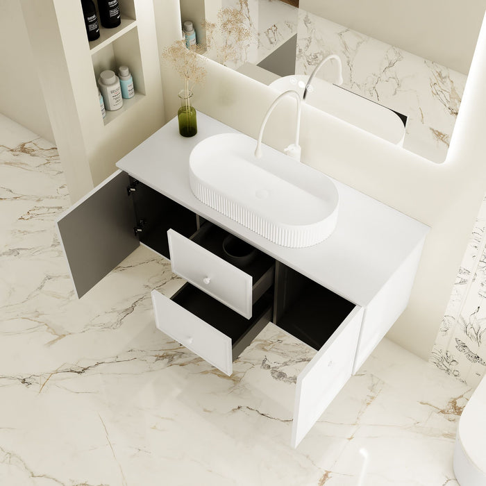 600-1500*455*500mm Mercio Seattle Matt White Wall Hung Vanity