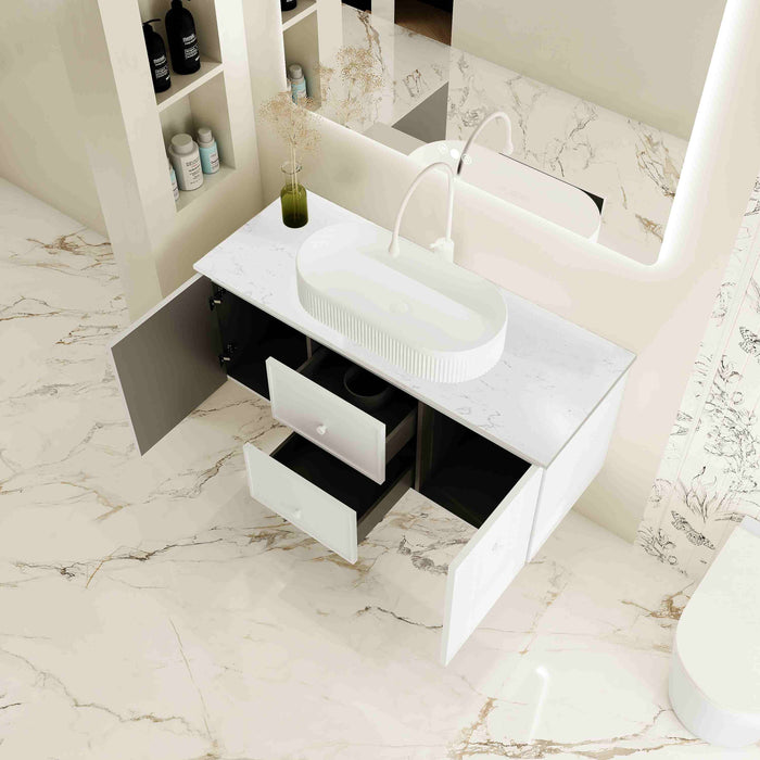 600-1500*455*500mm Mercio Seattle Matt White Wall Hung Vanity