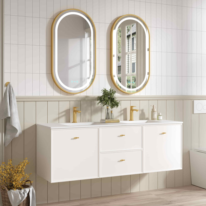 600-1500*455*500mm Mercio Seattle Matt White Wall Hung Vanity