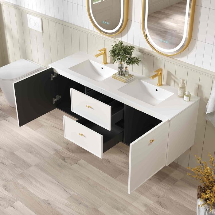 600-1500*455*500mm Mercio Seattle Matt White Wall Hung Vanity