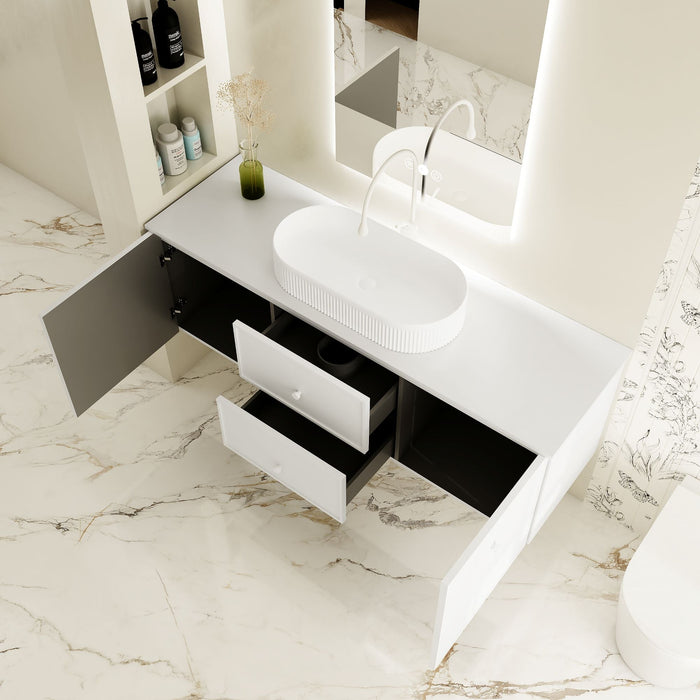 600-1500*455*500mm Mercio Seattle Matt White Wall Hung Vanity