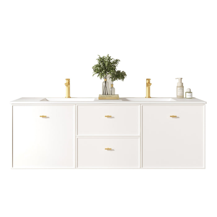600-1500*455*500mm Mercio Seattle Matt White Wall Hung Vanity