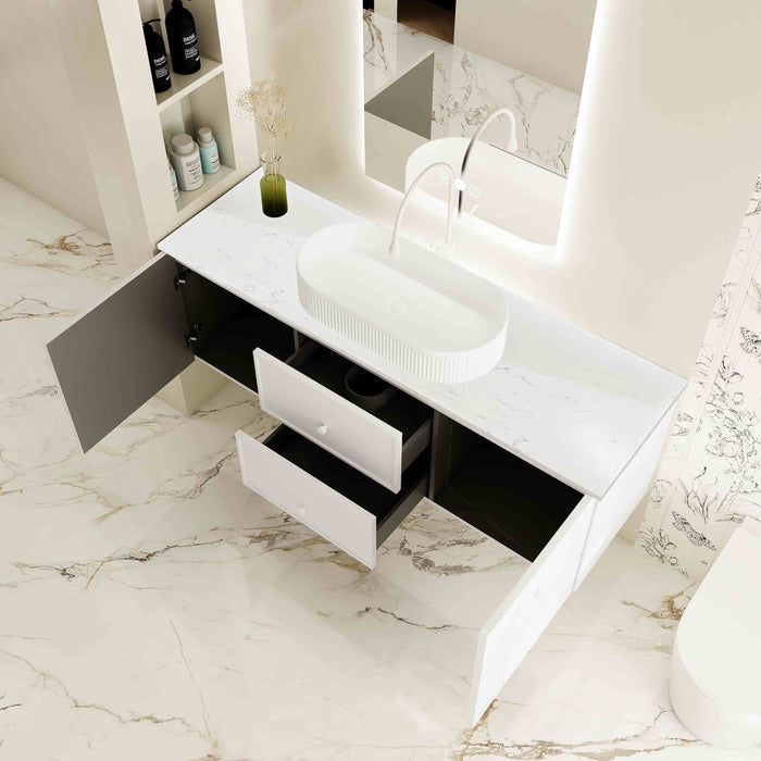 600-1500*455*500mm Mercio Seattle Matt White Wall Hung Vanity