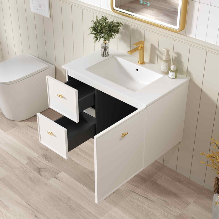 600-1500*455*500mm Mercio Seattle Matt White Wall Hung Vanity