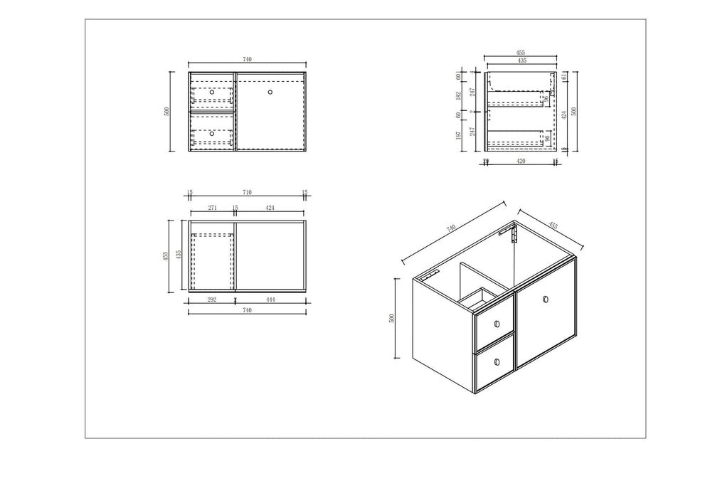 600-1500*455*500mm Mercio Seattle Matt White Wall Hung Vanity