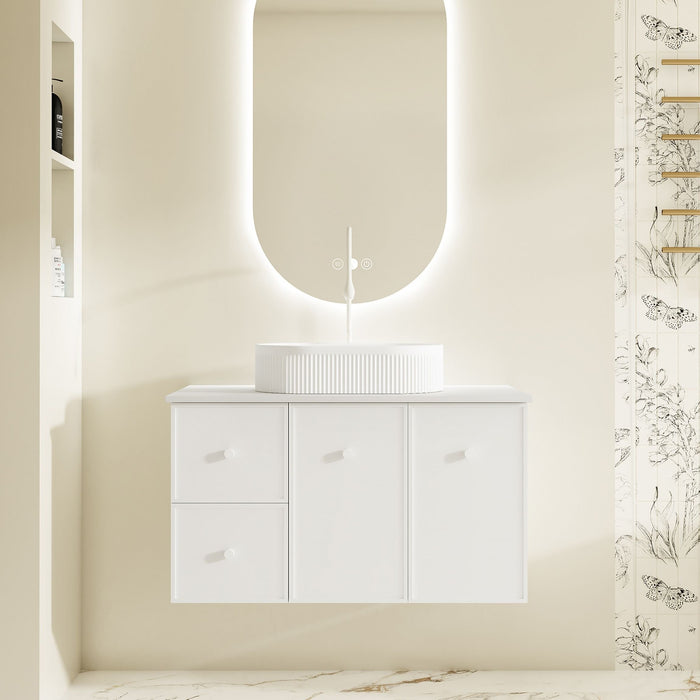 600-1500*455*500mm Mercio Seattle Matt White Wall Hung Vanity