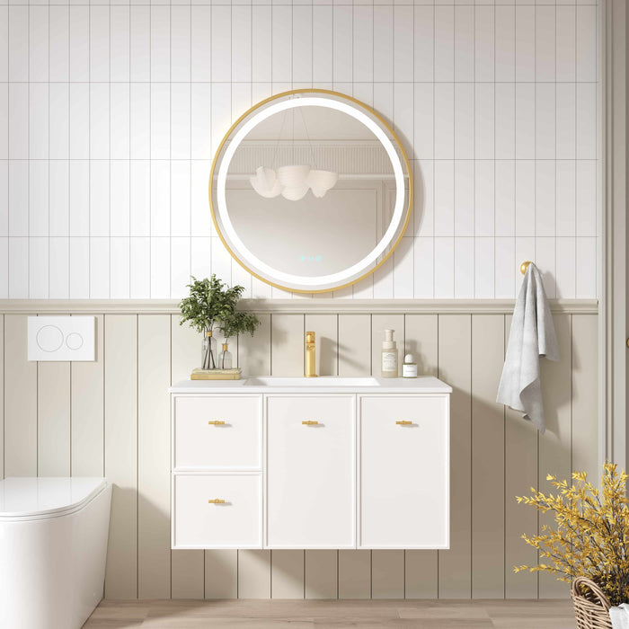 600-1500*455*500mm Mercio Seattle Matt White Wall Hung Vanity