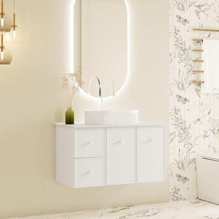 600-1500*455*500mm Mercio Seattle Matt White Wall Hung Vanity