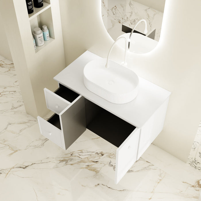 600-1500*455*500mm Mercio Seattle Matt White Wall Hung Vanity