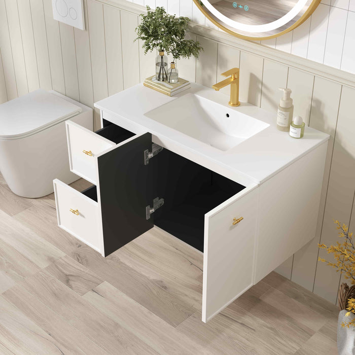 600-1500*455*500mm Mercio Seattle Matt White Wall Hung Vanity