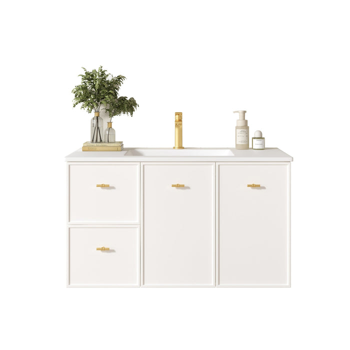 600-1500*455*500mm Mercio Seattle Matt White Wall Hung Vanity