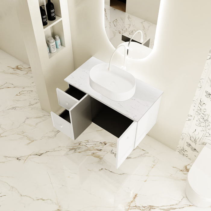 600-1500*455*500mm Mercio Seattle Matt White Wall Hung Vanity
