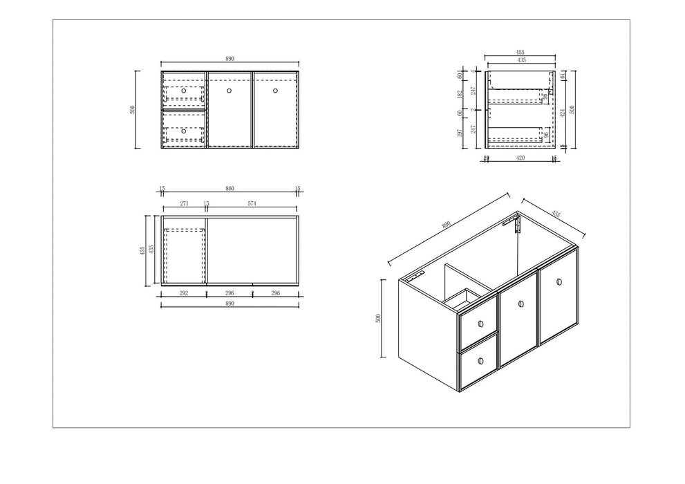 600-1500*455*500mm Mercio Seattle Matt White Wall Hung Vanity