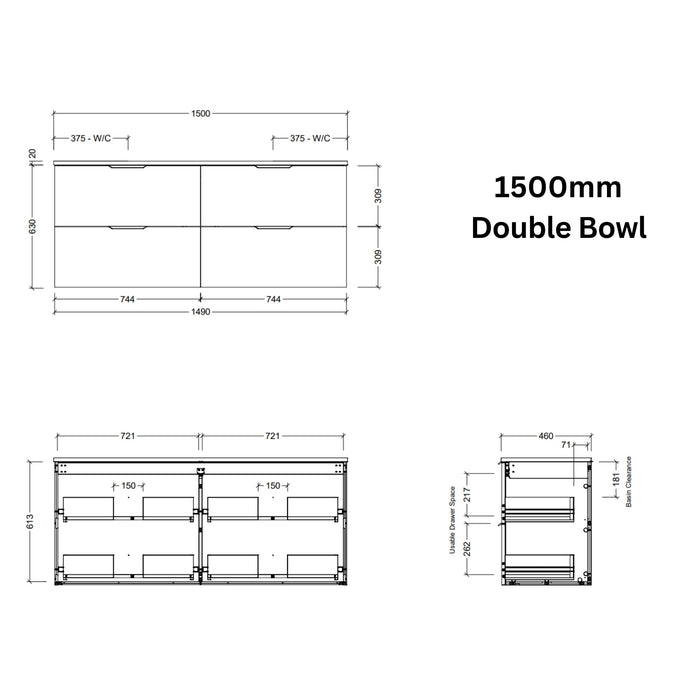 TIMBERLINE SUTHERLAND HOUSE CUSTOM WALL HUNG VANITY (ALL SIZING)