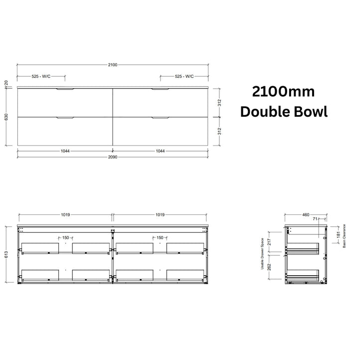 TIMBERLINE SUTHERLAND HOUSE CUSTOM WALL HUNG VANITY (ALL SIZING)