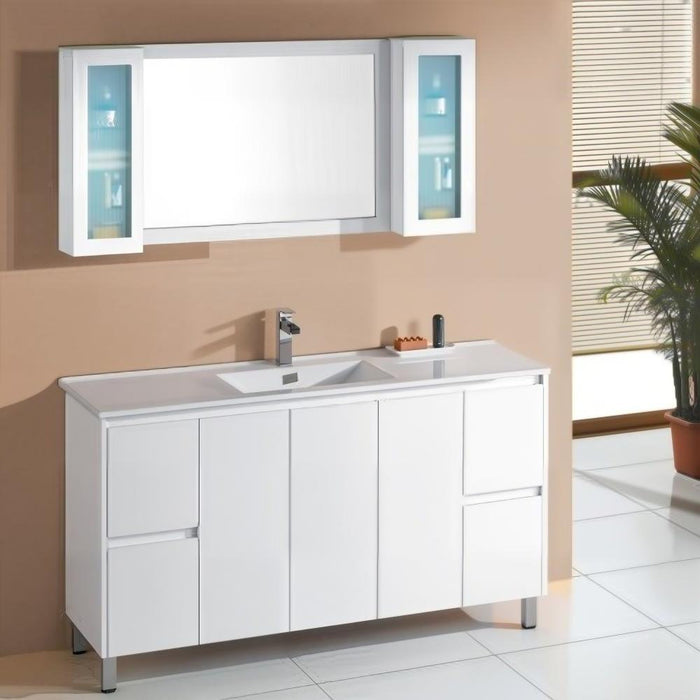 600-1800*460*875mm Sunny Gloss White PVC Finger-pull Freestanding Vanity With Legs