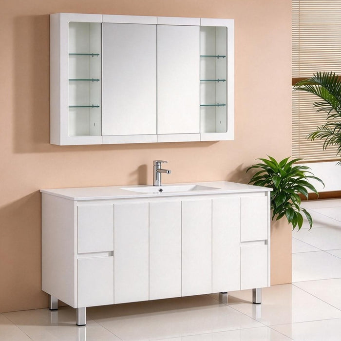 600-1800*460*875mm Sunny Gloss White PVC Finger-pull Freestanding Vanity With Legs
